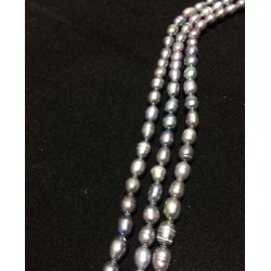 Perla ovalada color gris, 4mm