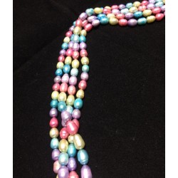 Perla ovalada multicolor en tonos claros, 5mm