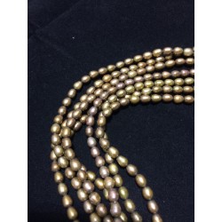 Perla ovalada color mostaza, 5mm