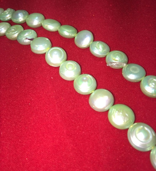 Perla coin de color verde, 9mm