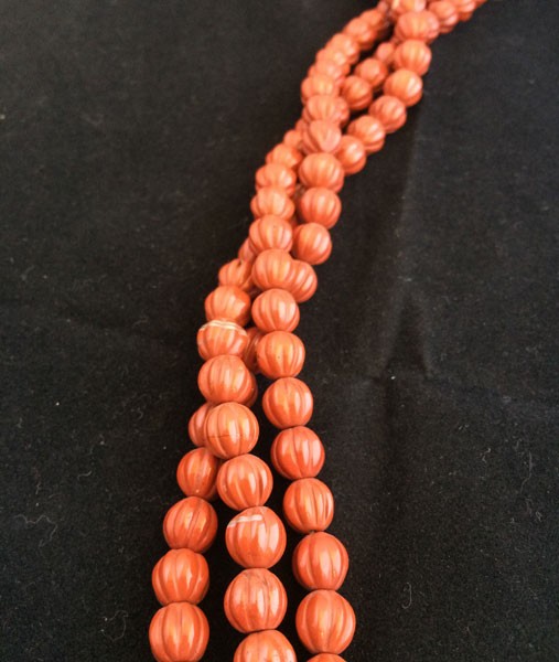 Jaspe rojo con forma de calabaza rayada, 6mm