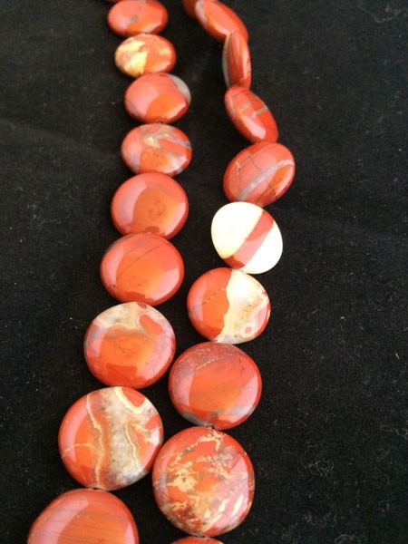 Jaspe rojo con forma coin liso, 12mm